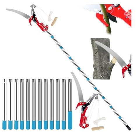 NEWFUN Sega manuale per potatura, Svettatoio Telescopico,2 In 1Taglia Rami Giardino Telescopico Manuale,da 82-528 cm,Regolabile in Altezza Attrezzi da Giardinaggio Altezza Per Segare e Cesoiare