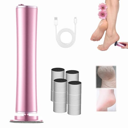 Dermaglide Hornhaut Entferner, Dermaglite Pro Hornhautentferner Für Zuhause, Derma Glide Hornhautentferner, Fußfeile Elektrisch With 120 Pieces Sandpaper Pads, Für Rissige, Trockene Hornhaut (Rosa)