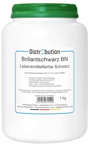 Lebensmittelfarbe Schwarz Pulver 1kg hochkonzentriert – Brillantschwarz BN, ideal zum Backen & Dekorieren