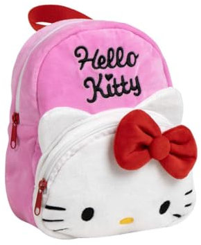 mybagstory - Rucksack Hello Kitty Plüsch - Kind 22x18x8 cm - Ultra weich - 1 Reißverschlussfach - Mini Kuscheltasche für Kindergarten, Kindergarten, Ausflüge oder Geschenke