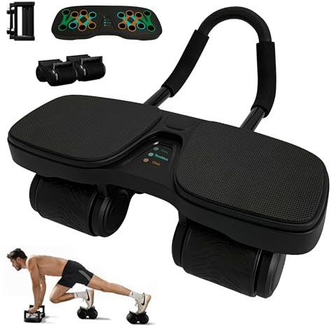 CATCHLUCK Ab Roller Übungsrad mit Rücklauf, 4 in 1 Abnehmbarer Ab Roller für Liegestütz, Planke, Bergsteiger & Kniemodus, inklusive Ellenbogenstütze & Knieschoner
