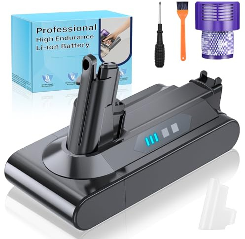 V10 Akku für Dyson V10 Serie, 8000mAh Neues Upgrade Hochkapazitäts Ersatzakku für Dyson v10 Tier/Absolut/Fluffy SV12 Staubsauger mit Voll Set Reparatur Werkzeug Kits