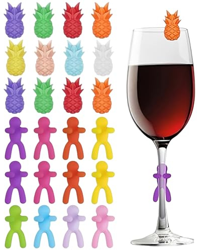 YIPFEN 24 Marcadores de Copas de Silicona para Identificar Copas y Vasos, Reutilizables, Marcadores para Copas de Vino, Tazas y Vasos