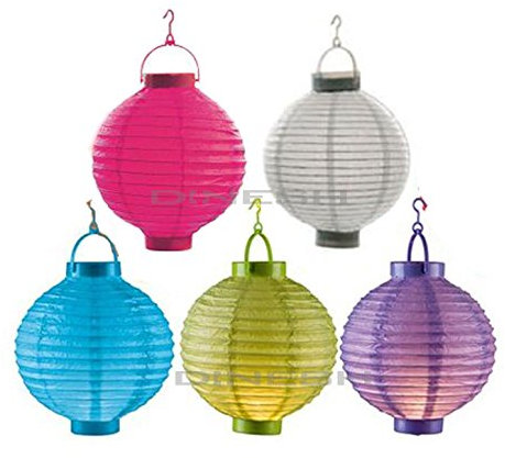 Lanterne en papier Lampion LED Ø 20 cm lanterne en rouge sans fil Batterie d'Exploitation (Rouge)