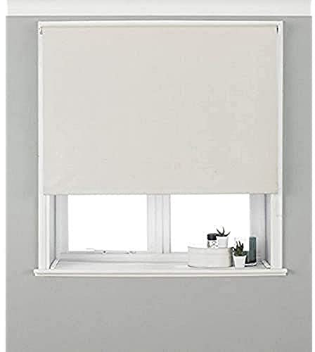 Eclipse Blackout Roller Blind - Ivory Cream - Ready Made (Fittings Included) - Temperature Control - Adjustable - 100% Polyester - 122cm width x 162cm drop (48 x 64 inches) - Made by Riva