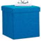 Relaxdays Faltbarer Sitzhocker, Sitzcube als Fußablage, Sitzwürfel aus Leinen, Deckel zum Abnehmen, 38x38x38 cm, blau
