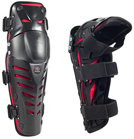 RIDBIKER - 1 par de Rodilleras Protectoras para Las Rodillas movibles, Tres Secciones, 2 Unidades, Transpirables, Ajustables, Protectores para la Rodilla, para Motocicleta, Ciclismo, Carreras