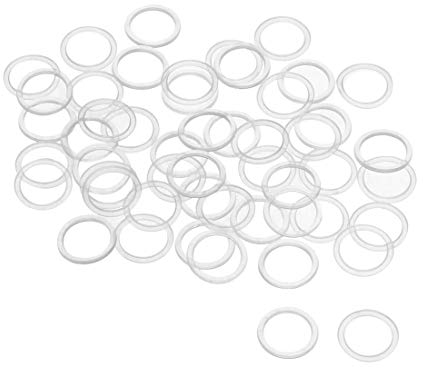 sourcing map 50 Stk. Flache Unterlegscheibe Nylon M10 Dichtung 13mm AD 10mm ID 1mm Dicke Klar für Wasserhahn Rohr Wasserschlauch Isolierung Schrauben
