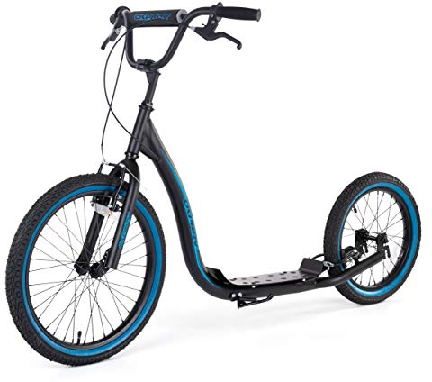 Osprey BMX Erwachsene Scooter mit großen Rädern, Fahrrad Fahrrad Off Road Scooter mit verstellbarem Lenker und Felgenbremsen, Schwarz