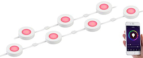 Lunartec Küchenunterbauleuchte: 7er-Set WLAN-Unterbau-LEDs, RGB+W, für Amazon Alexa & Google Assistant (Farbwechsel-Unterbauleuchten, Schrankunterbauleuchten, LED Streifen)