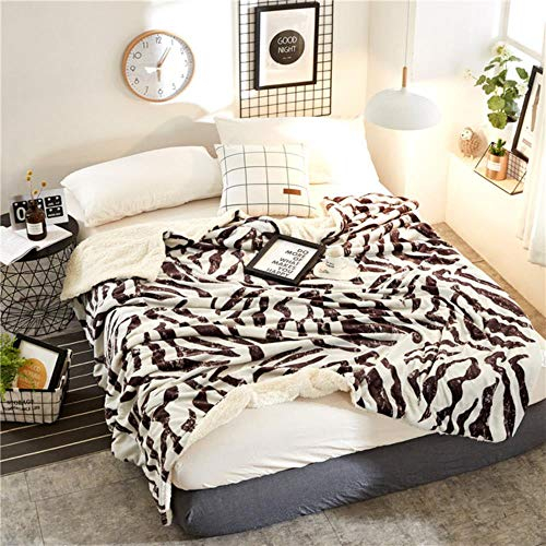 UKKD Decke Flanell Home Winter Bettwäsche Decken-Bett-Blatt Outdoor Kids Tröster Plaid,Zebra,200X230Cm