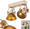 HOFSTEIN Deckenleuchte Orny, 2-flammiger Deckenstrahler aus Holz und Metall in bronzefarben, Industrial/Vintage Look Zimmerlampe, 2 x E27, die Leuchtenköpfe sind verstellbar,ohne Leuchtmittel