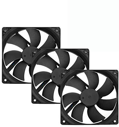 120mm 12V PC Case Fans 3-Pack - 4Pin 4 Wire Square PWM Fan with 800-2200RPM, 40-75CFM for Mining Rig Cooling, Computer Case & CPU Cooler