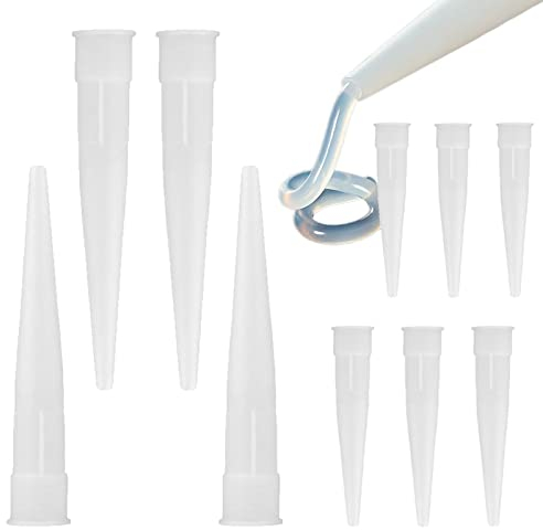 XHBTS 20 Silicone Nozzles Applicator Plastic Caulking Gun Extender Caulk Nozzle Tip Tool for Sausage Caulking Gun, Caulk Nozzles Applicator White