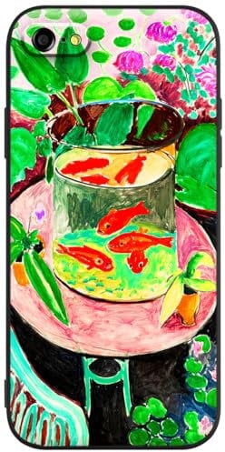 Berkin Arts Compatible with iPhone 7 Case/iPhone 8 Case/iPhone SE 2020 Silicone Case Cover Patterns Design Green Elegant Koi Fish Girls Come with Screen Protector (Henri Matisse-Red Fish)