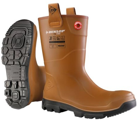 DUNLOP Purofort RigPRO Full Safety Boots with Fur Lining, Brown