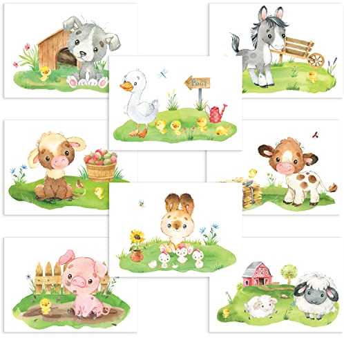 CreativeRobin Süßes Farmtier Poster-Set als Kinderzimmer Deko