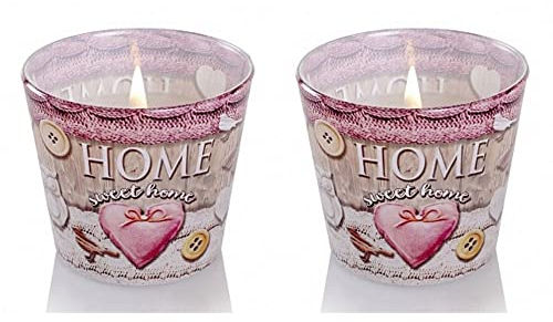 Dekohelden24 Duftkerze/Windlicht/Kerze im Glas - 2 Fach Sortiert/Duftrichtung Joyful Moments und Nice and Cosy, L/B/H 8 x 8 x 8 cm, 115g