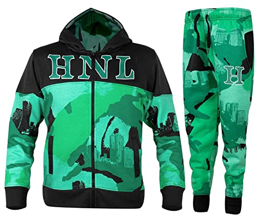A2Z 4 Kids Boys Full Tracksuit HNL Camouflage Green Contrast - T.S HNL 904 Green._13