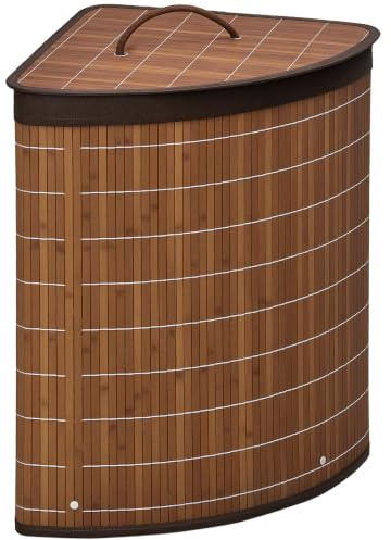 HOMCOM Cesto para Ropa Sucia de Bambú Cesta 55L Tapa 38x38x57 cm Marrón | Cesta para la Colada en Forma de Abanico, Bolsa Extraíble