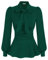 Women Victorian Corset-Style Blouse Vintage Long Sleeve Stand Collar Tops for Work Office Dark Green M