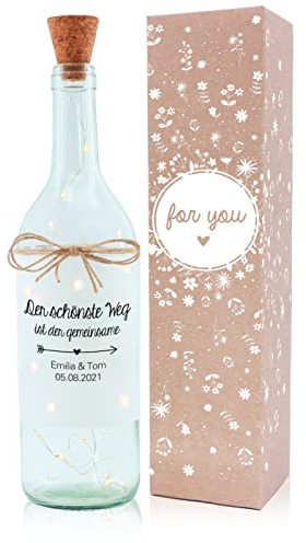 OWLBOOK Der schönste Weg Flaschenlicht personalisiert Geschenke für Frauen Geschenkideen für Freundin Frau Ehefrau Partnerin zum Geburtstag Valentinstag Jahrestag Weihnachten