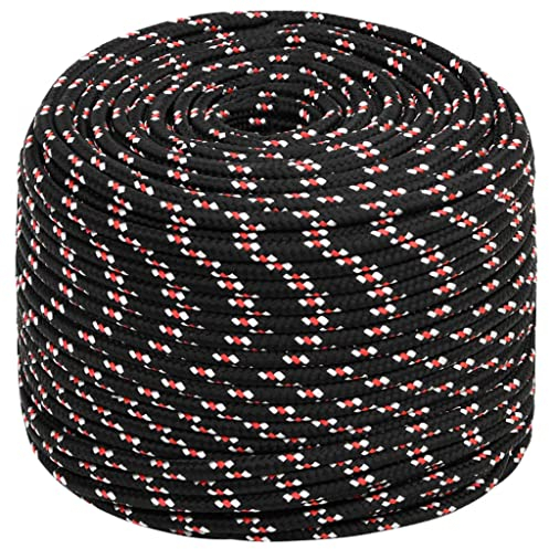 vidaXL Bootsseil Ankerleine Festmacher Tauwerk PP Leine Seil Tau Polypropylenseil Geflochten Flechtleine Schwarz 6mm 50m Polypropylen