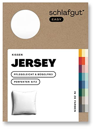Schlafgut Easy Jersey Kissenbezug 80x80 cm Full-White mit 100% Baumwolle, superweicher & atmungsaktiver Kopfkissenbezug