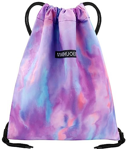 FenFang Sac à Dos Cordon Petit, Sac à Cordon Tissu Sac Sport Gym D'école de Serrage Fille Garçon, Sac de Piscine à Cordelette Gym Bag pour Natation Yoga Voyage Plage Femme Homme Enfants (Violet)