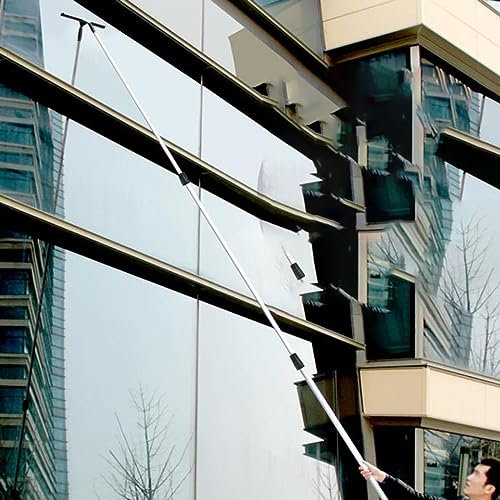 Limpiacristales Limpiador de Ventanas Escobilla de goma profesional para limpiar ventanas, 2 en 1 Kit multifuncional para limpiar ventanas con palo extensible, 4 5 6 7 8 9m Limpiador de flujo de agua