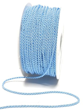 s.dekoda Kordel 50m x 2mm Drehkordel Dekoband Kordelband Kordelschnur - Hellblau