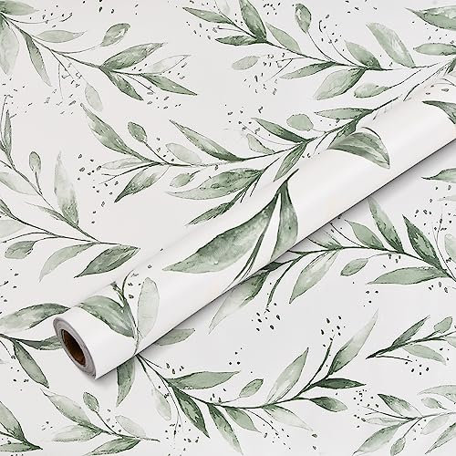 Bezavea Green Willow Leaf Peel and Stick Wallpaper, 445x300 CM, Self-Adhesive Forest Wallpaper for Living Room, Cabinets, Furniture Decor
