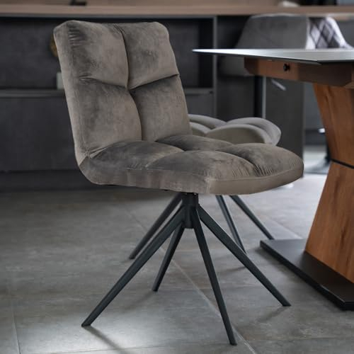 Home Deluxe - Esszimmerstuhl NODA 8er Set - Farbe: Hellgrau - 360 Grad drehbar, weiche Polsterung, bis 120 kg belastbar I Küchenstuhl Speisestühle Esszimmerstühle