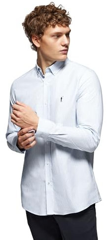 Polo Club Camicia Oxford a Uomo con Logo Ricamato 100% Cotone, Multicolore -M