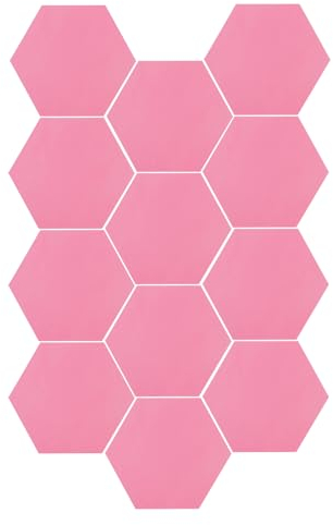 Lot de 12 panneaux muraux hexagonaux en mousse acoustique - Autocollants hexagonaux - Pour mur, plafond, porte, studio (rose)