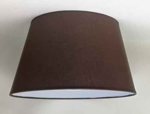 40 cm Lampenschirm, Kegel, Baumwollstoff mit weißer PVC-Rückseite, handgefertigtes Produkt, für Tischlampe, Stehlampe (Braun)