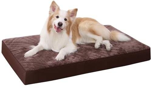 KSIIA Orthopädisches Hundebett für Große Hunde, XL Waschbar Hundekissen Flauschig Hundematte Hundematratze mit Abnehmbarer Deckel in Pralinen 105x70x8cm
