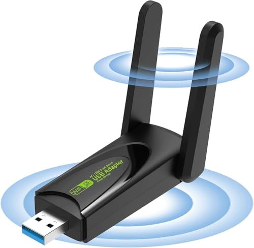 Chiavetta WiFi 1300Mbps,Adattatore WiFi USB senza fili per PC: 5G/2.4G Dual Band 5dBi adattatore WiFi ad alto guadagno per PC desktop, adattatore wireless per Windows 7/10/11rete di computer