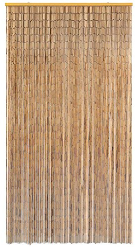 Bambus Türvorhang, 120 x 220 cm mit Holzleiste und feinen Bambussträngen für Sichtschutz, Insektenschutz und natürliche Raumakzentuierung, ideal für Wohnzimmer, Schlafzimmer oder Terrassentüren