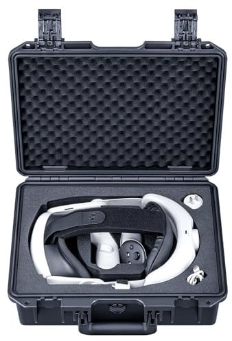 Lykus Titan OQ210 Waterproof Hard Case, Works with Quest 3S/Quest 3 and Kiwi Design K4/SPC Head Strap with Battery/Elite Strap with Battery, Better Protection [CASE ONLY]