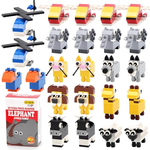 VICHOS Block Bleistiftspitzer 24pcs, Anspitzer Mit Behälter, Gastgeschenk für Mitgebsel Kindergeburtstag 5 6 7 8 9 10 Jahre, Give Aways Kindergeburtstag Gastgeschenke für Kinder