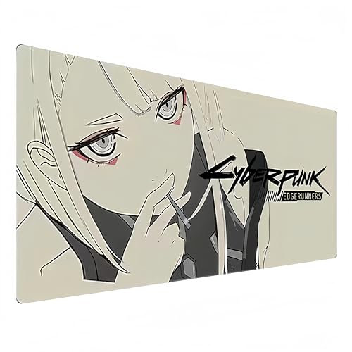 Odrys Cyberpunk 2077 mouse pad|Black and white gaming mouse pad|XXL mouse pad 900x400|Office desk mat large|Waterproof - Anti slip|Lucyna Kushinada (31.5 x 11.8 x 0.1 in)