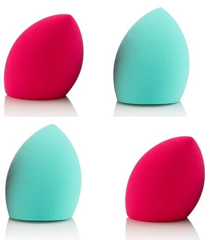 Beauty Blenders 4 Pack, Latex-Free Makeup Sponges for Foundation, Concealer & BB Cream – Soft, Reusable Make Up Sponges – Face Sponge Set