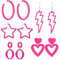 Neon-Ohrringe Für Frauen Ohrringe Pink 5 Stück Pinke Ohrringe Ohrringe Pink Hängend Acryl Offene Schleife Ohrringe Stern Blitz Herz Mode Retro Übertrieben Geeignet Für 80er 90er Jahre Party Zubehör