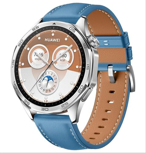 GIOPUEY Correas Compatible con Huawei Watch GT 6/GT 5 46mm/GT6 Pro/GT5 Pro, piel genuina La Correa [Resistente al Desgaste] [Transpirable] Pulsera - blue