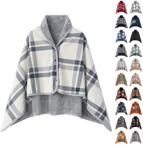 Poncho da uomo in pile, invernale, caldo, spesso, in pile, con bottoni, taglie forti, cardigan, scaldacollo, in pile, per autunno e inverno, caldo poncho termico, Rosa 01., M