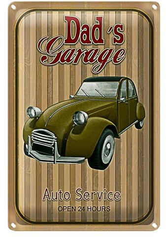 Dad's Garage Blechschild | Vintage Auto Service Dekoration | Perfekt für Garagen und Werkstätten | 20 cm x 30 cm