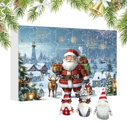 Weihnachtszwerg Adventskalender Weihnachtskalender | Weihnachtsplüsch Kalender Box | 24 Tage Plüschfiguren zum Sammeln Spaß, Deko Zubehör