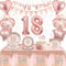 Rose Gold 18th Birthday Party Decorations Tableware Set Include 18th Birthday Balloons, Banner, Tablecloth, Cake Topper, Plates and Serviettes for Girls, Women,Her Party Birthdays Supplies Decoration