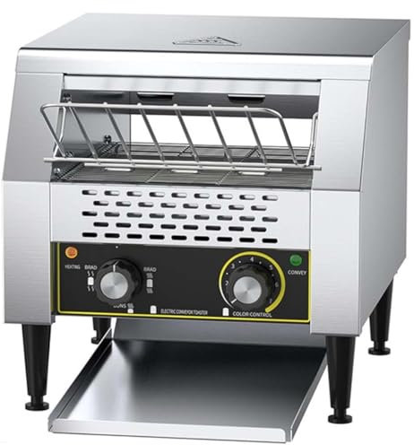 ZHPPED Tostadora Comercial con Cinta Transportadora | Tostadora Electrica para Restaurantes y Cafeteras | Tosta 600 Rebanadas por Hora | Acero Inoxidable, 1300W